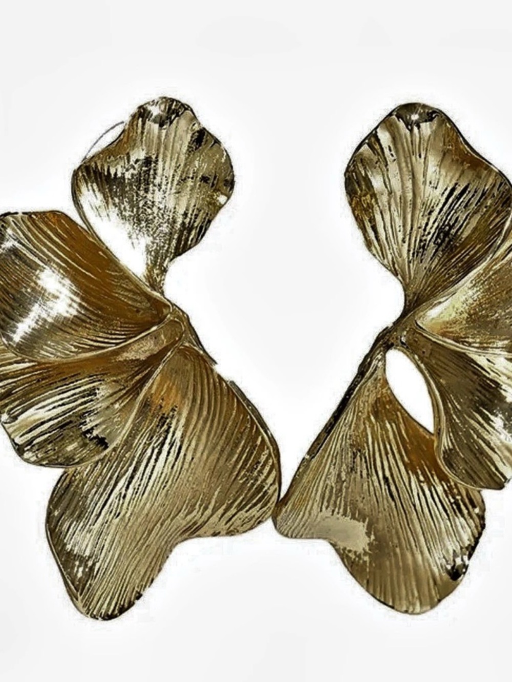 Gold Floral Statement Earrings Like New plastic super light